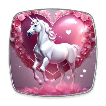 Unicorn Heart pink - Square fridge magnet - white - Front