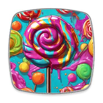 Popart schmelzender Lutscher Lolli - Viereckiger Kühlschrankmagnet - Weiß - Vorne