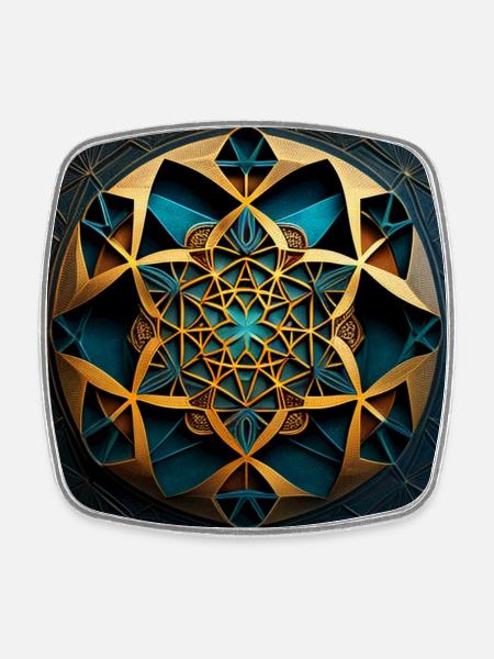 Sacred Geometry - Square fridge magnet - white