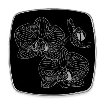 Schwarze Orchidee mit Hintergrund - Viereckiger Kühlschrankmagnet - Weiß - Vorne