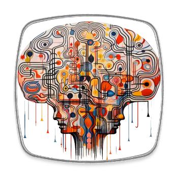 Cerveau artistique coloré - TDAH, autisme - Magnet carré - blanc - Devant