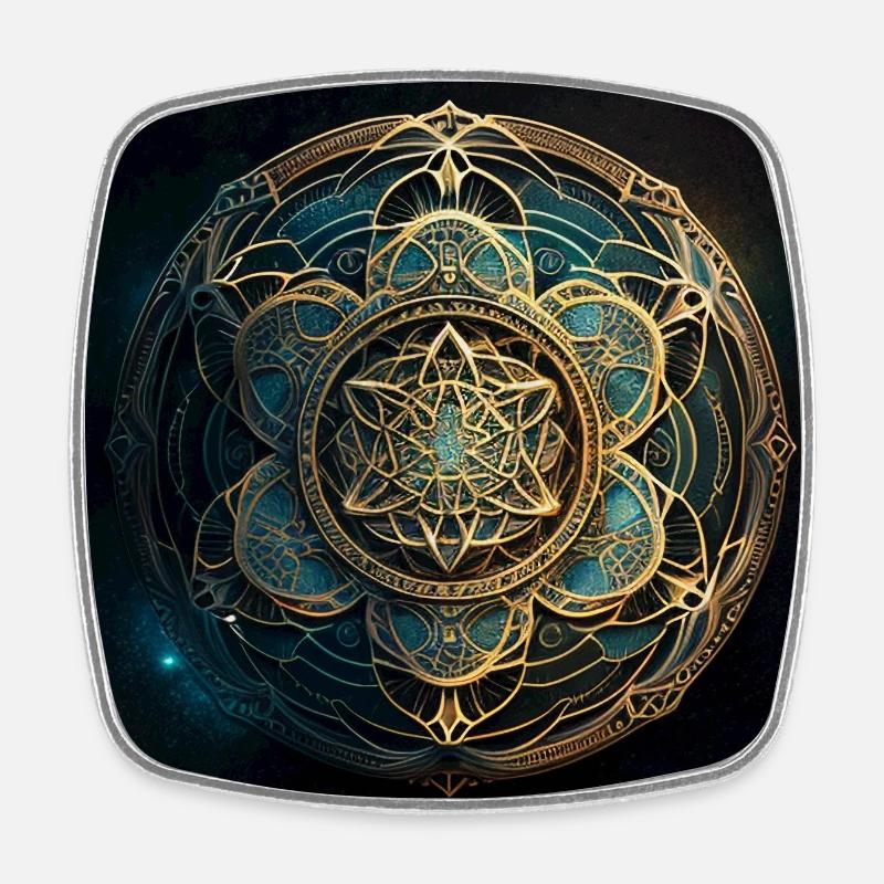 Golden Mandala - Square fridge magnet - white