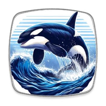 Blauer Orca - Viereckiger Kühlschrankmagnet - Weiß - Vorne