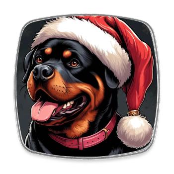 Rottweiler Der Weihnachtsmann - Viereckiger Kühlschrankmagnet - Weiß - Vorne