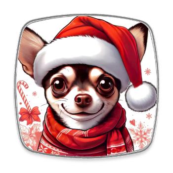 Chihuahua The Santa Claus - Square fridge magnet - white - Front