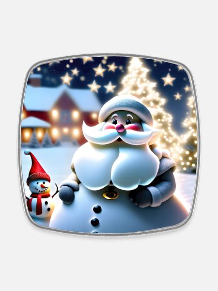 Merry Christmas #5 - Square fridge magnet - white