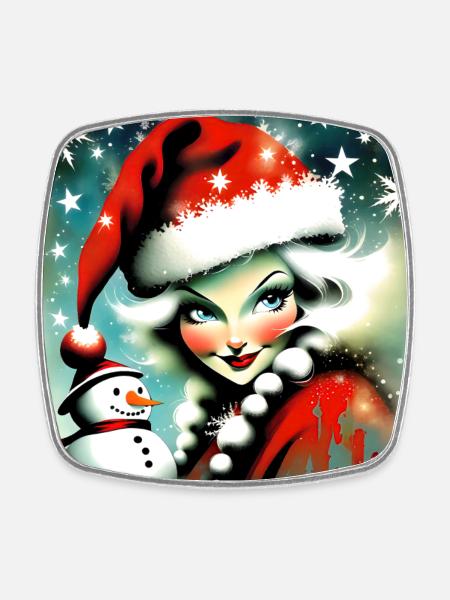 Merry Christmas #15 - Square fridge magnet - white