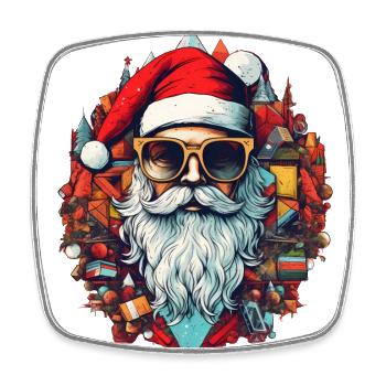 Geometrisches Santa Hipster Design für Weihnachten - Viereckiger Kühlschrankmagnet - Weiß - Vorne