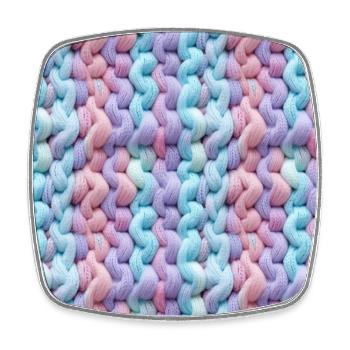Vagues en tricot pastel - Magnet carré - blanc - Devant
