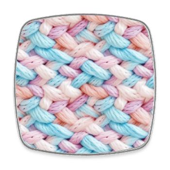 Vagues en tricot pastel - Magnet carré - blanc - Devant