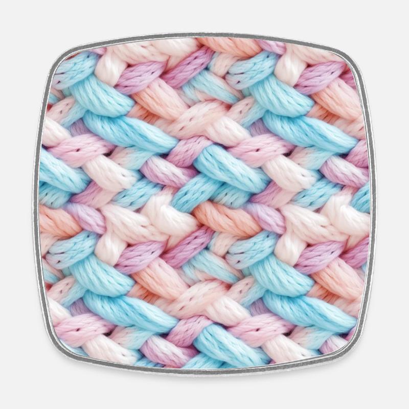 Pastel Knit Waves - Square fridge magnet - white