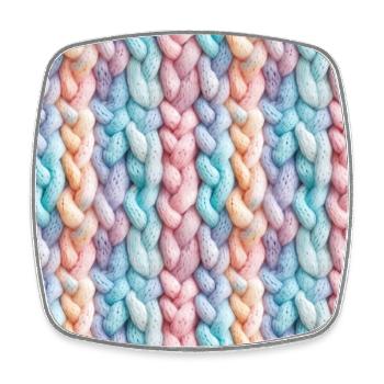 Vagues en tricot pastel - Magnet carré - blanc - Devant