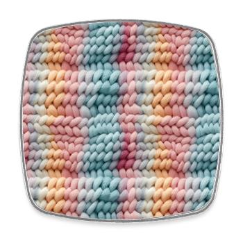 Vagues en tricot pastel - Magnet carré - blanc - Devant