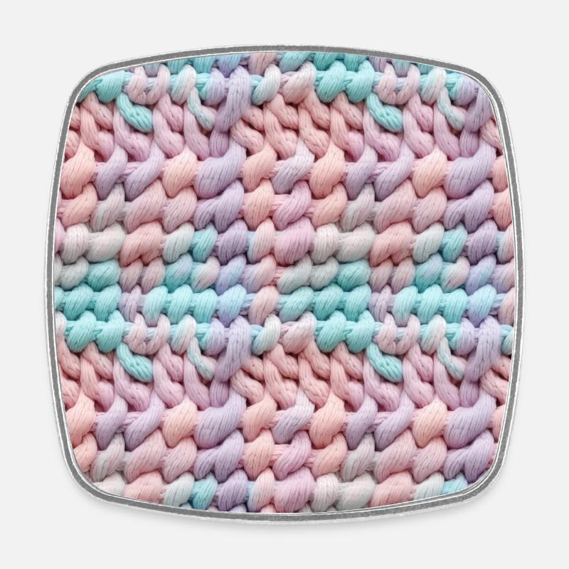 Pastel Knit Waves - Square fridge magnet - white