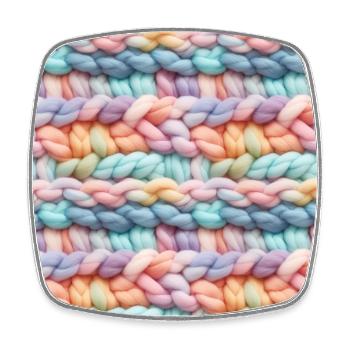 Vagues en tricot pastel - Magnet carré - blanc - Devant