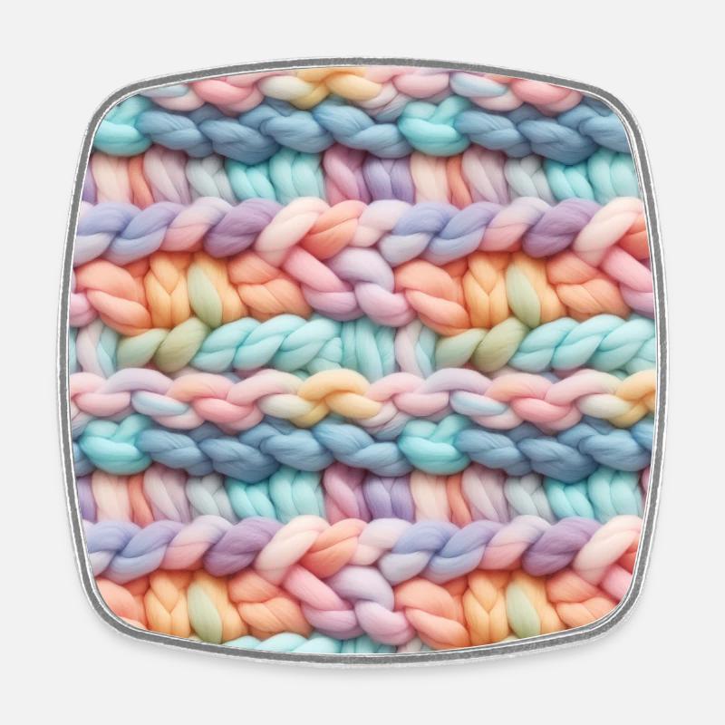 Pastel Knit Waves - Square fridge magnet - white