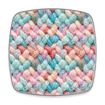 Vagues en tricot pastel - Magnet carré - blanc - Devant