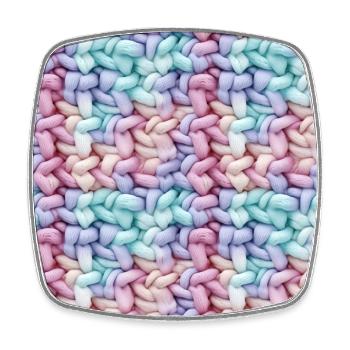 Vagues en tricot pastel - Magnet carré - blanc - Devant