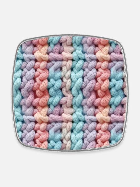 Vagues en tricot pastel - Magnet carré - blanc