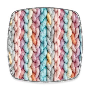 Vagues en tricot pastel - Magnet carré - blanc - Devant