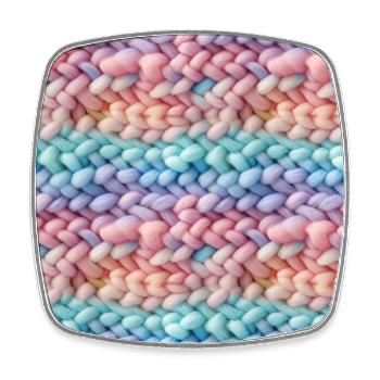 Vagues en tricot pastel - Magnet carré - blanc - Devant
