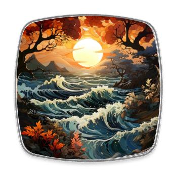 Late autumn ocean sunset - Square fridge magnet - white - Front