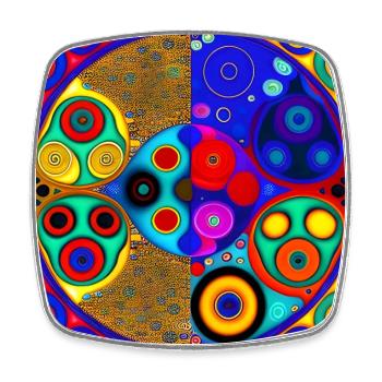 Retro Vintage Design Bunte Kreise Geschenkidee - Viereckiger Kühlschrankmagnet - Weiß - Vorne