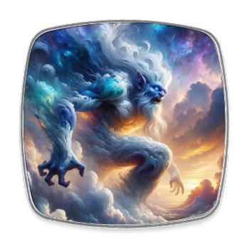 Troll in den Wolken - Viereckiger Kühlschrankmagnet - Weiß - Vorne