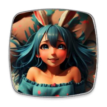 Dame lapin mignonne - Magnet carré - blanc - Devant