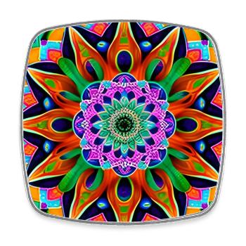 Colorful Floral Mandala Background Wallpaper - Square fridge magnet - white - Front