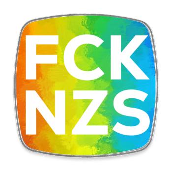 Fck NZS Cutout Regenbogen - Viereckiger Kühlschrankmagnet - Weiß - Vorne
