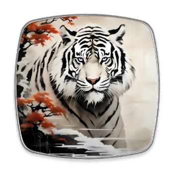 Bai Hu der weiße Tiger - Viereckiger Kühlschrankmagnet - Weiß - Vorne
