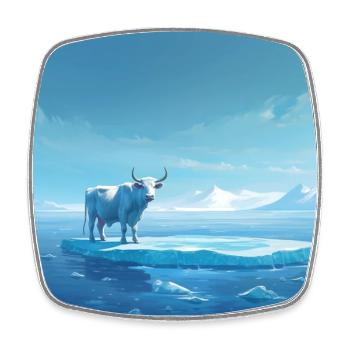 Vache sur la glace - Magnet carré - blanc - Devant