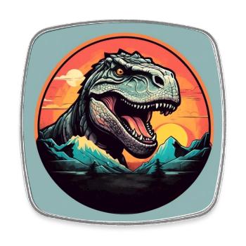 Tyrannosaurus Rex T-Rex dans un cercle coloré - Magnet carré - blanc - Devant