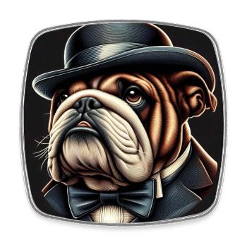 English Bulldog The Mobster - Square fridge magnet - white - Front
