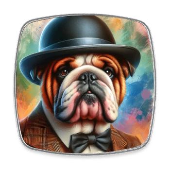 Bouledogue anglais peinture Splash Art - Magnet carré - blanc - Devant
