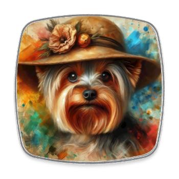 Yorkshire Terrier Art - Square fridge magnet - white - Front