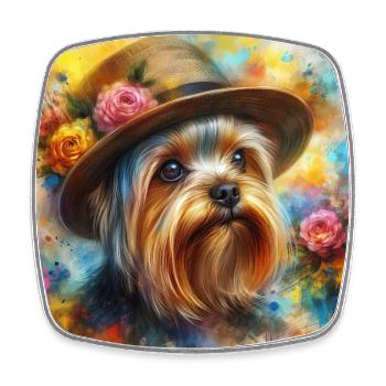 Yorkshire Terrier Splash Art - Square fridge magnet - white - Front