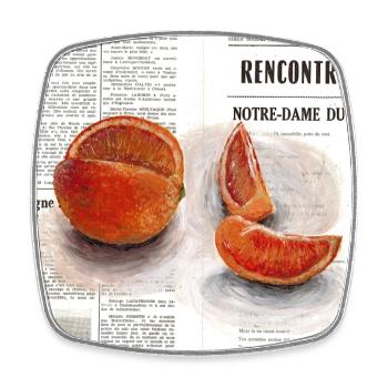 Blutorange auf Zeitungspapier gemalt - Viereckiger Kühlschrankmagnet - Weiß - Vorne