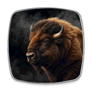 Bison portrait of proud bison bull - Square fridge magnet - white - Front