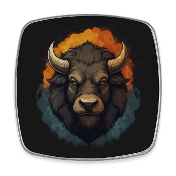 Bison portrait of proud bison bull - Square fridge magnet - white - Front