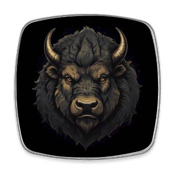 Bison portrait of proud bison bull - Square fridge magnet - white - Front