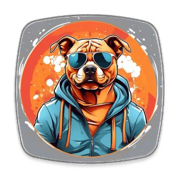 Cool Staffordshire Terrier avec lunettes de soleil - Magnet carré - blanc - Devant