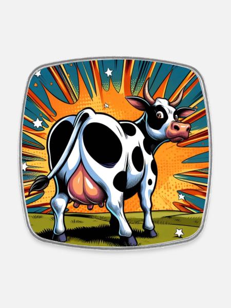 Cow from behind - Square fridge magnet - white