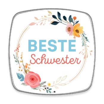 Beste Schwester! Personalisierbares Design - Viereckiger Kühlschrankmagnet - Weiß - Vorne