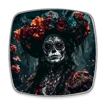 La Catrina/ Tattoo / Mexiko / Totenkopf / Skull - Viereckiger Kühlschrankmagnet - Weiß - Vorne