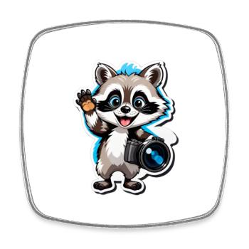 Raccoon Explorer - Square fridge magnet - white - Front