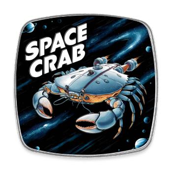 Space Crab Weltraumkrabbe als Raumschiff - Viereckiger Kühlschrankmagnet - Weiß - Vorne