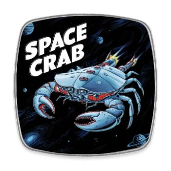 Space Crab Space Crab as a spaceship - Square fridge magnet - white - Front