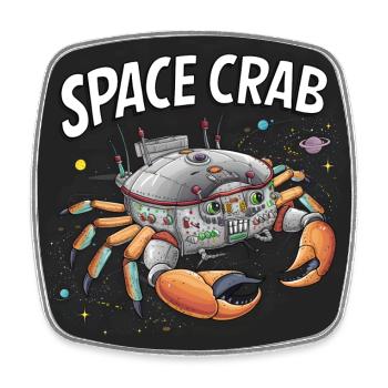 Space Crab Space Crab as a spaceship - Square fridge magnet - white - Front